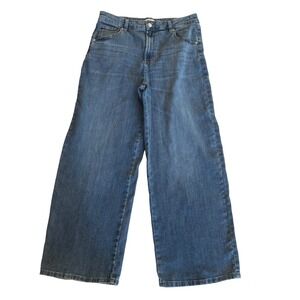 Liz Claiborne Womens Jeans Size 10 Blue Denim High Rise Wide Leg Jeans Read‎